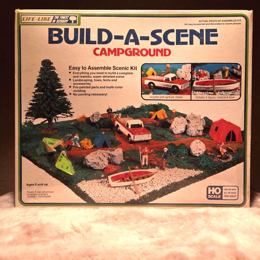 NIB Vintage Life-Like HO Scale Build-A-Scene Campground Model Kit 1374